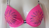 Pink Women's Swimsuit With Crystal Flowers